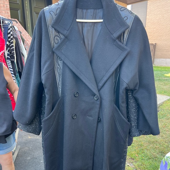 Vintage wool and leather pea coat - Picture 1 of 2